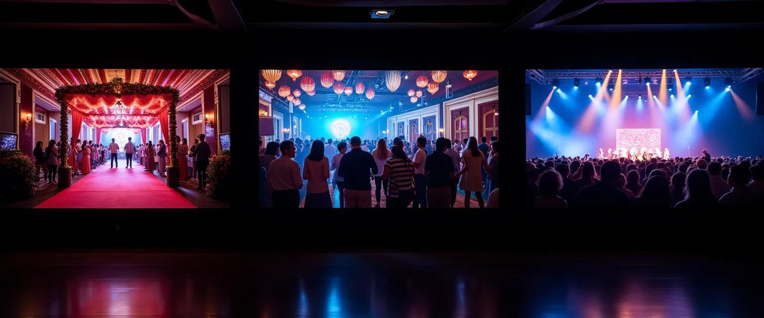A collection of photographs showcasing different perspectives of a themed event.
