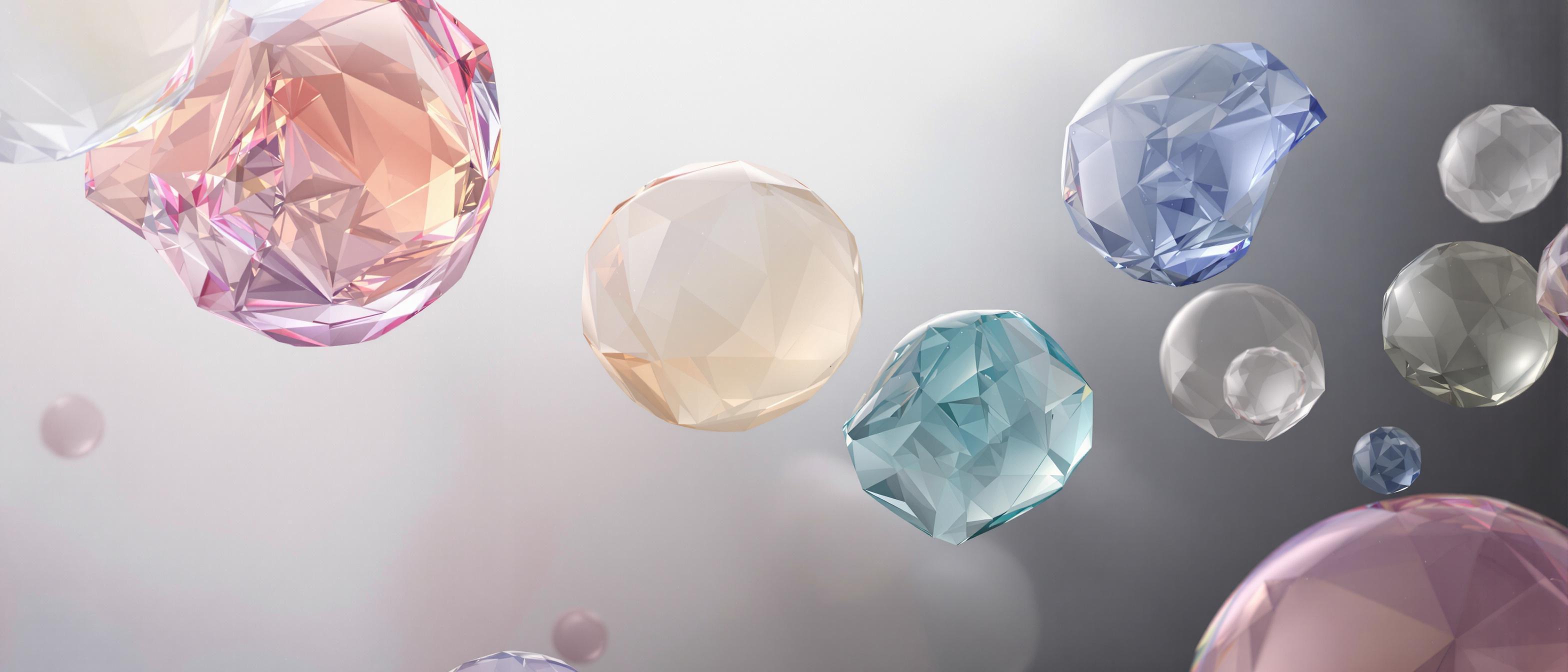 Overlapping translucent colored orbs symbolize interconnected aspects of branding, floating in a softly lit abstract space.