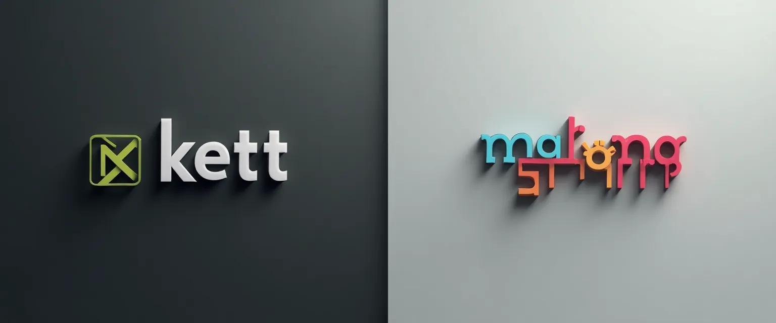 A split-screen composition contrasts a professionally designed logo with an amateurish one to emphasize the impact of good design.