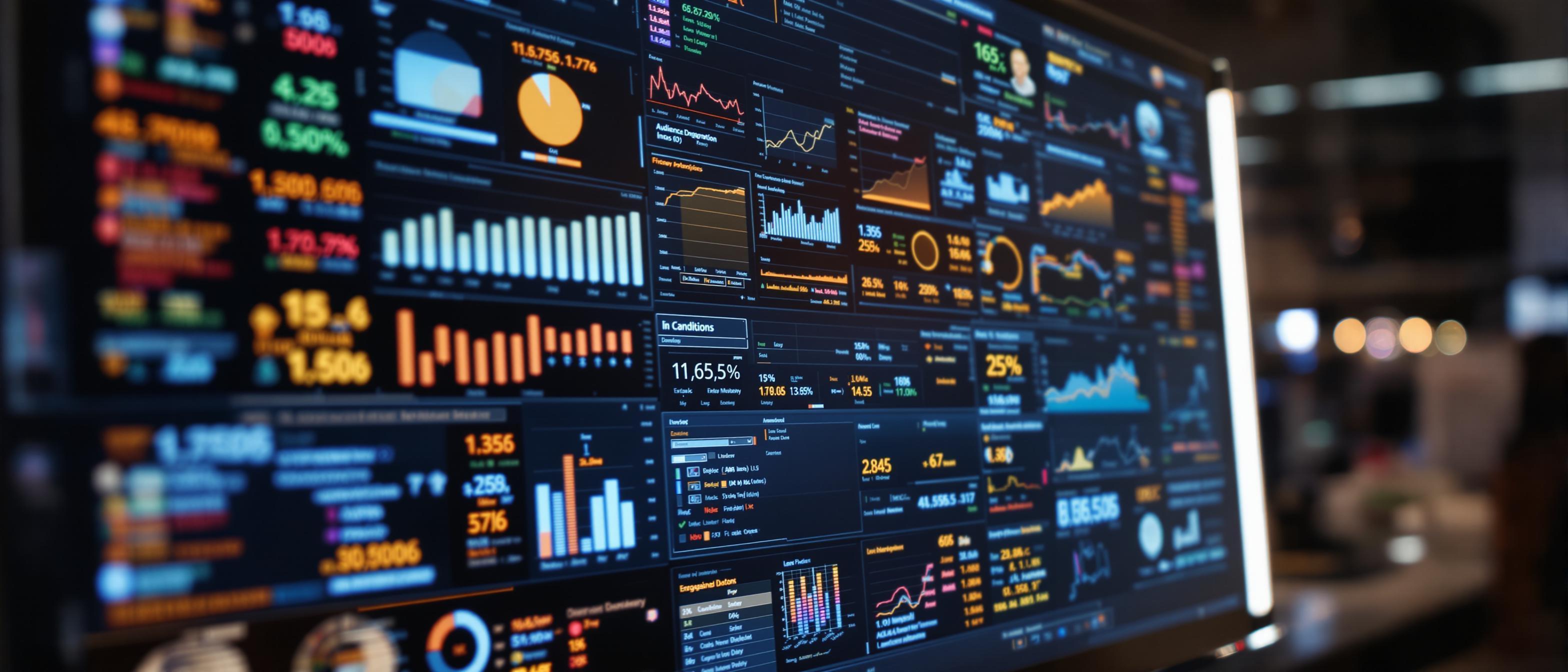 Close-up of a computer screen displaying data and graphs related to audience analytics.