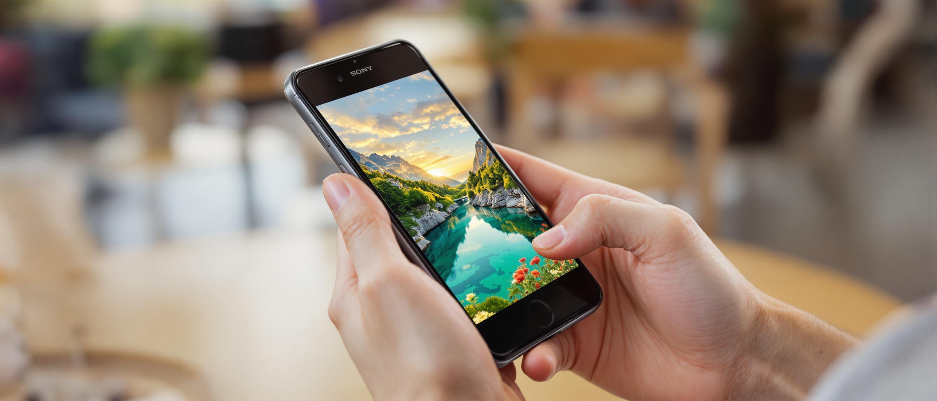 A person holds a smartphone displaying an engaging image with blurred background, focusing attention on the content shown on the device.