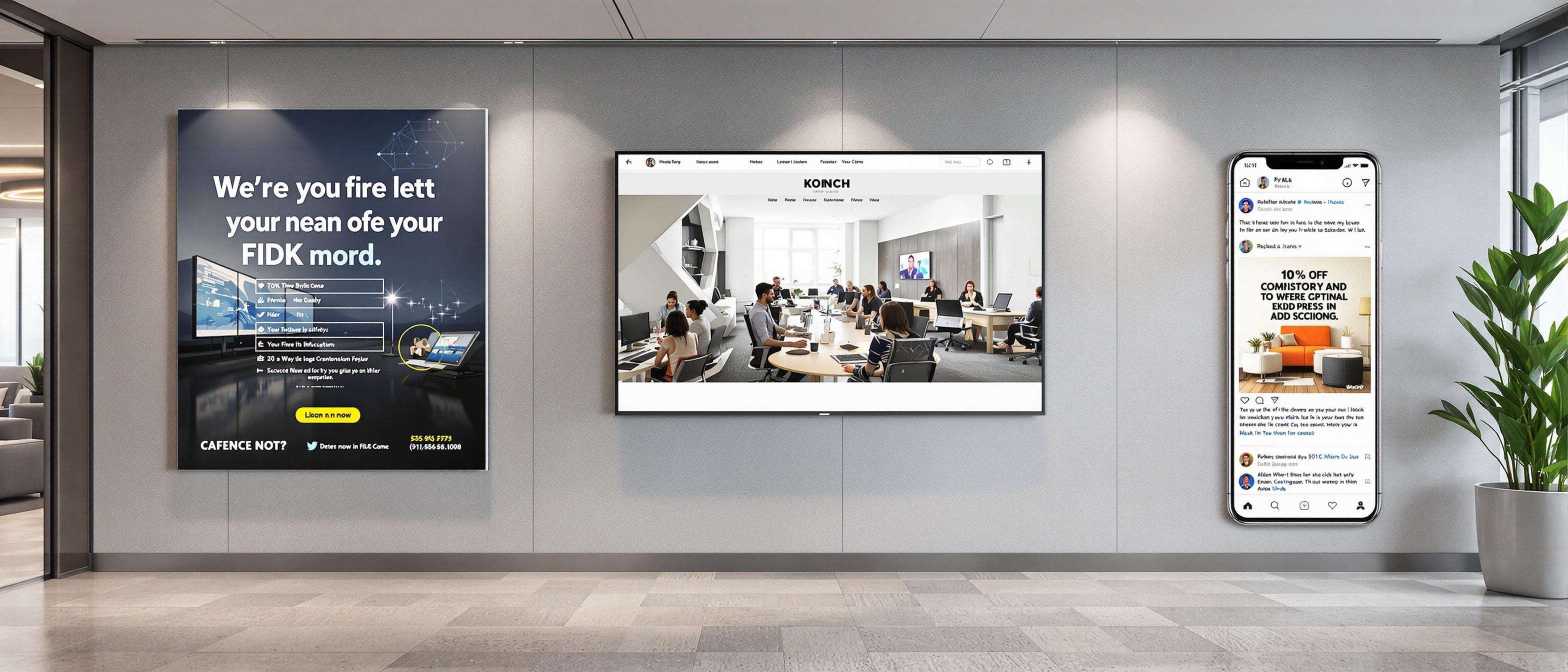 A cohesive visual marketing campaign depicted through a series of strategically coordinated images.