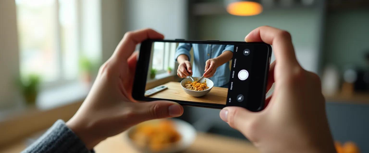 A close-up shot of a product demonstration, displayed as if on a phone screen held by a person, focusing on the product and its use.