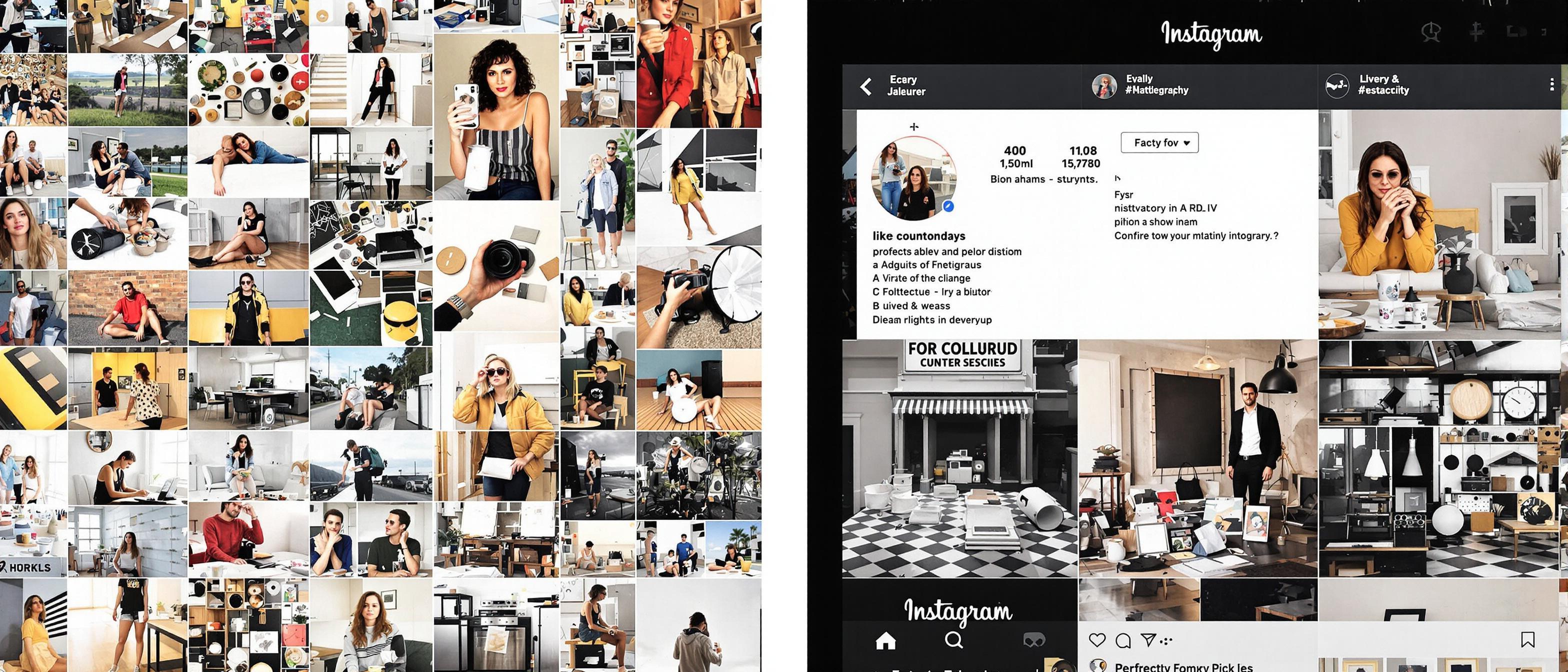 Split-screen comparison of two social media profiles showcasing the difference between generic and professionally branded visuals.