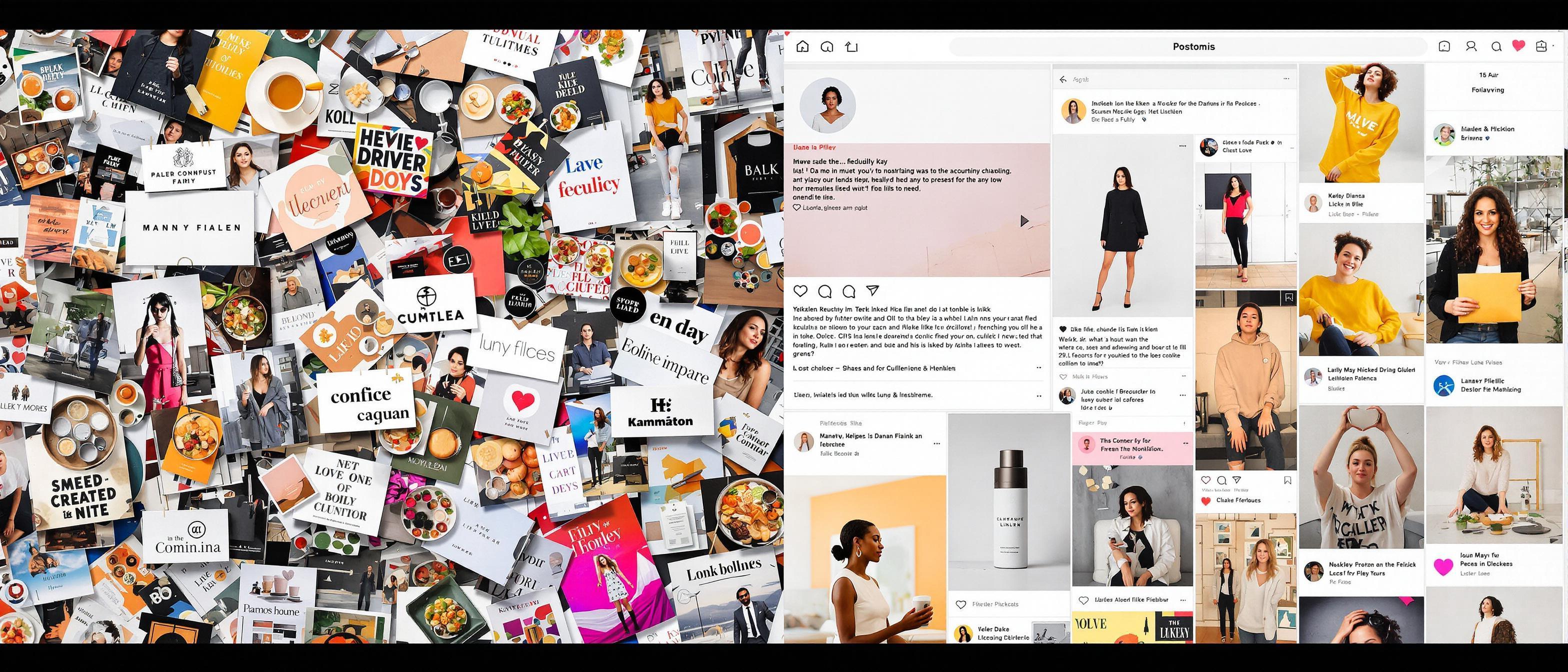 A side-by-side comparison of a chaotic social media feed and a clean, well-branded social media presence.